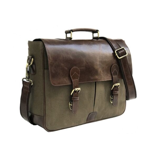 NE-1500 Canvas Leather Laptop Messenger Portfolio Bag