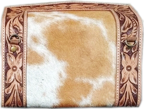 WC-19 LADIES LEATHER CLUTCH WESTERN DESIGN ON HAIR-ON FUR LEATHER